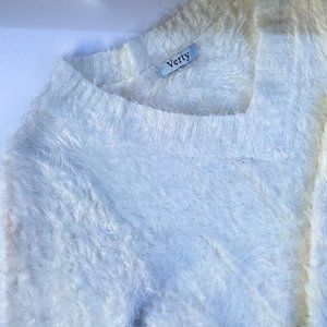 Faux fur long sleeve V-neck